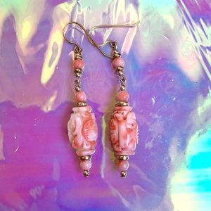 Carved coral earrings